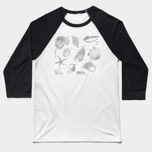 Silver South Pacific sea shells - white marble Baseball T-Shirt